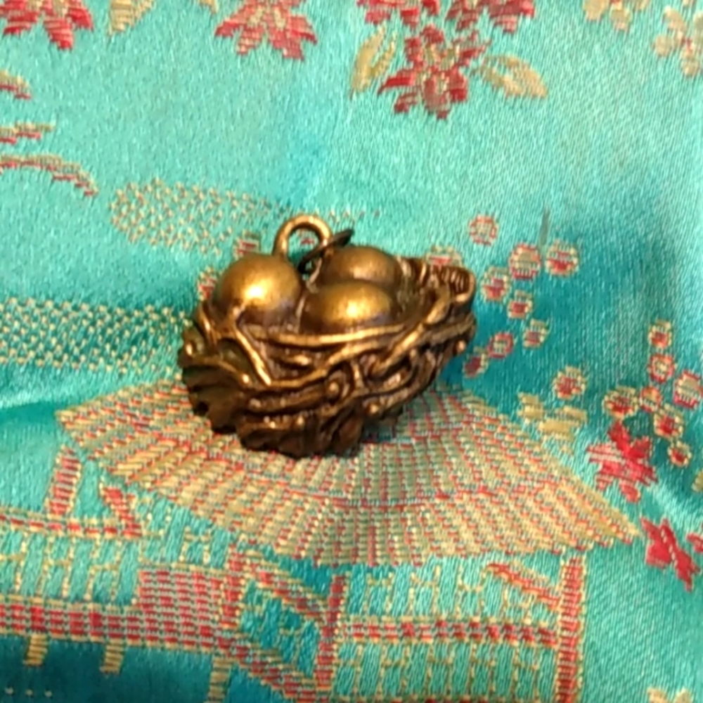Birds nest necklace charm